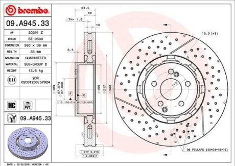 Гальмівний диск BREMBO 09.A945.33