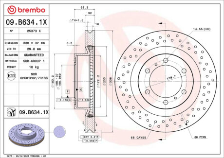 Автозапчастина BREMBO 09B6341X