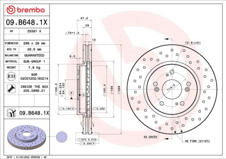 TARCZA HAM PRZOD V XTRA BREMBO 09.B648.1X