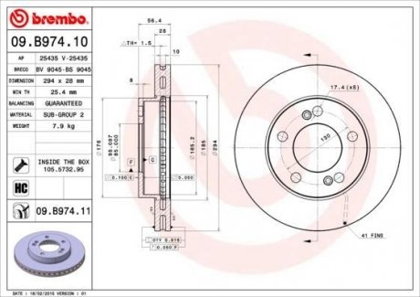 Тормозной диск - (4144109110 / 4144109100) BREMBO 09.B974.11