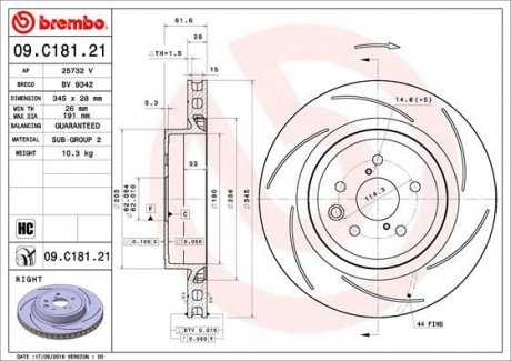 Гальмівний диск BREMBO 09.C181.21 (фото 1)