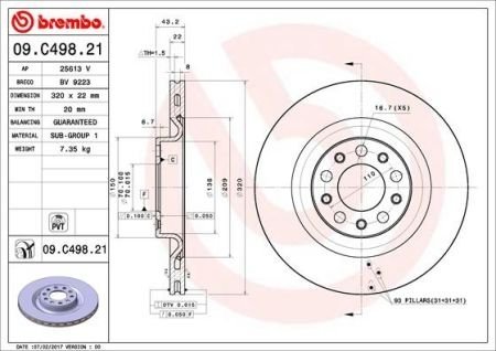 Гальмівний диск BREMBO 09.C393.13 (фото 1)