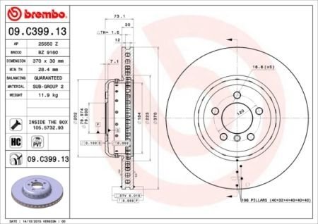 Гальмівний диск BREMBO 09C39913 (фото 1)