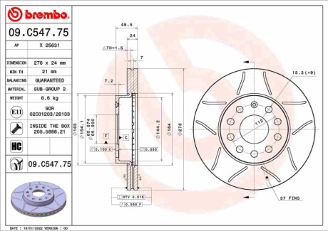 TARCZA HAMULCOWA MAX PRZOD BREMBO 09.C547.75