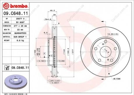 Гальмівний диск BREMBO 09C64811