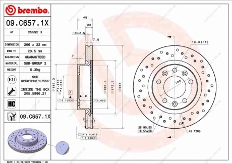 Гальмівний диск BREMBO 09.C657.1X