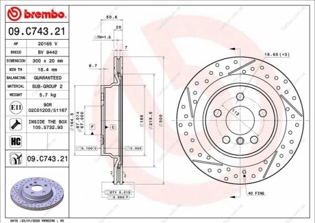 Гальмівний диск BREMBO 09.C743.21