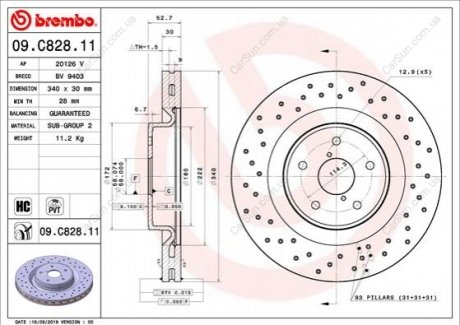 Гальмівний диск BREMBO 09.C828.11
