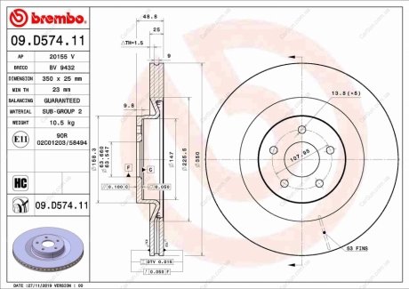 Гальмівний диск BREMBO 09.D574.11