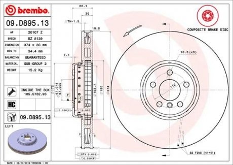 Гальмівний диск BREMBO 09.D895.13