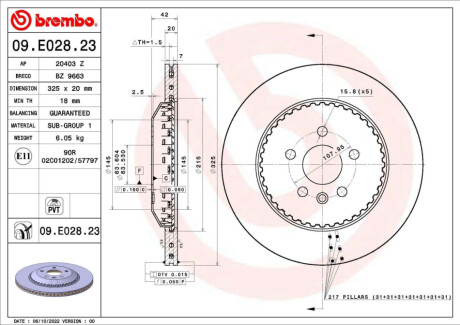 TARCZA HAMULCOWA TYL BREMBO 09.E028.23