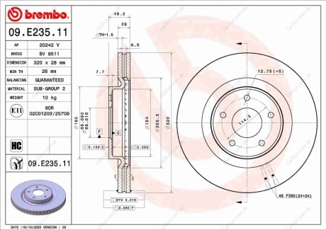 Гальмівний диск BREMBO 09.E235.11 (фото 1)