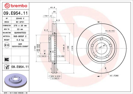 Автозапчастина BREMBO 09.E954.11