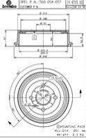 Тормозной барабан - (0568057 / 96175281 / 91024352) BREMBO 14.4719.10