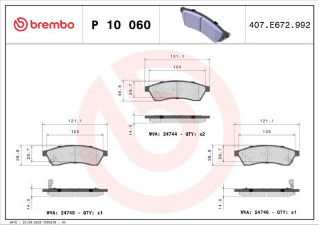 KLOCKI HAMULCOWE TYL BREMBO P 10 060 (фото 1)