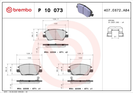 KLOCKI HAMULCOWE PRZOD BREMBO P 10 073