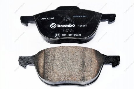 Комплект гальмівних колодок, дискове гальмо BREMBO P24061 (фото 1)