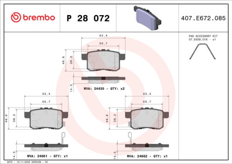 KLOCKI HAMULCOWE XTRA TYL BREMBO P 28 072X