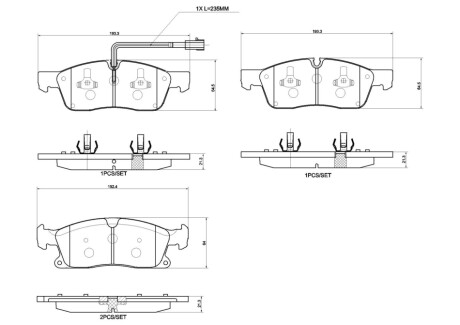 ПЕРЕДНІ ГАЛЬМІВНІ КОЛОДКИ BREMBO P 48 001