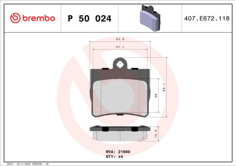 Гальмівні колодки дискові BREMBO P 50 024