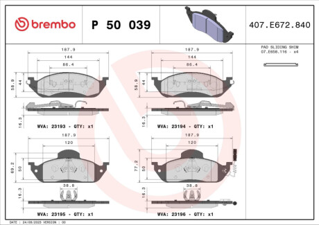 KLOCKI HAM. MERCEDES-BENZ M-KLAS BREMBO P 50 039