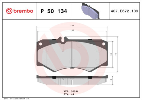 Гальмівні колодки дискові BREMBO P50134