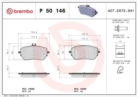 KLOCKI HAMULCOWE PRZOD BREMBO P50 146 (фото 1)