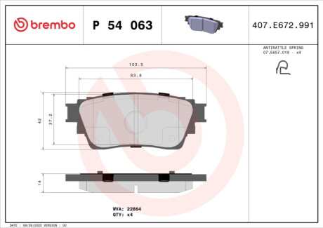 KLOCKI HAMULCOWE TYL BREMBO P54063