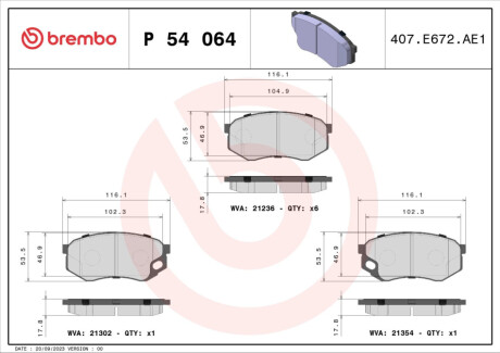 KLOCKI HAMULCOWE PRZOD BREMBO P 54 064