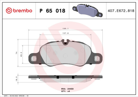 KLOCKI HAMULCOWE PRZOD BREMBO P 65 018