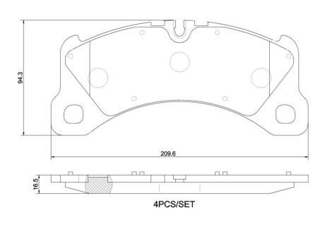 Колодки тормозные (передние) Porsche Macan 14-18 (R18) BREMBO P65047