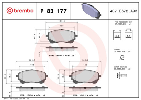 KLOCKI HAMULCOWE PRZOD BREMBO P 83 177