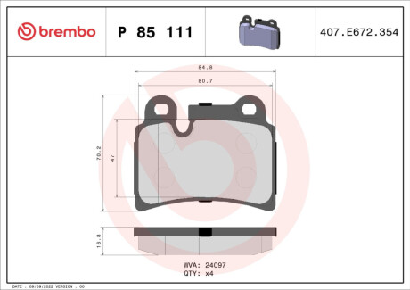 БЛОКИ ШИНКИ VW TOUAREG 02- BREMBO P 85 111