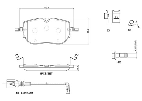 Klocki ham. AUDI Q4 Sportback (F4N) 06/21-> / AUDI Q4 SUV (F4B) 07/20-> BREMBO P85192 (фото 1)