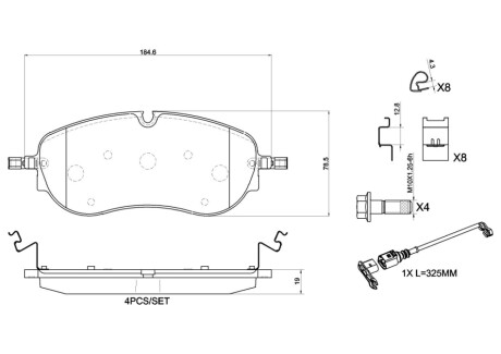 Комплект гальмівних колодок BREMBO P 85 194