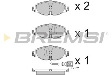 Гальмівні колодки перед. Golf 14-20/Octavia 1.6 TDI 12-17 (TRW) BREMSI BP3782