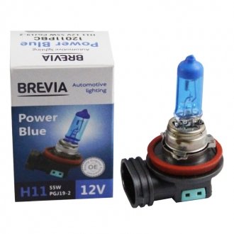 Автолампа Power Blue H11 PGJ19-2 55 W темно-блакитна BREVIA 12011PBC