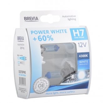 Автолампа Power White +60% H7 PX26d 55 W прозрачно-голубая BREVIA 12070PWS