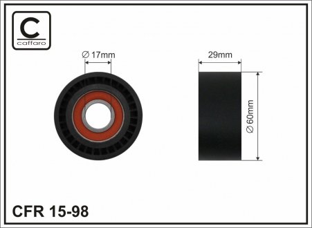 Ролик поликлинового ремня BMW 7 E65/E66 4.0d/4.5d 2002- - (64557806253 / 64557789019) CAFFARO 1598 (фото 1)