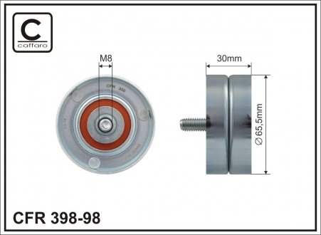 Ролик генератора MB E(W210, W211) 2.2D/3.0D 98-11 (метал/гладкий)(65,5x30x8) CAFFARO 39898 (фото 1)