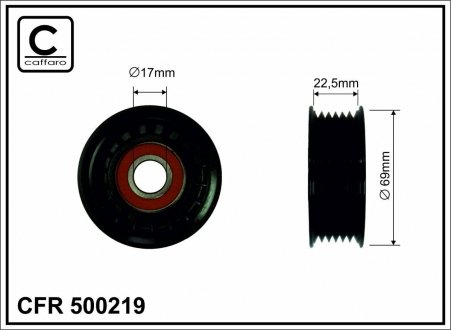 Паразитный / ведущий ролик, поликлиновой ремень OLVO C30, S40 II, V50, FORD CAFFARO 500219