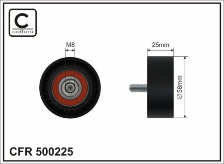 Ролик ремня генератора MERCEDES A(W169)1.5-2.0 04-12 (58x25x8)(пластик/гладкий) CAFFARO 500225 (фото 1)