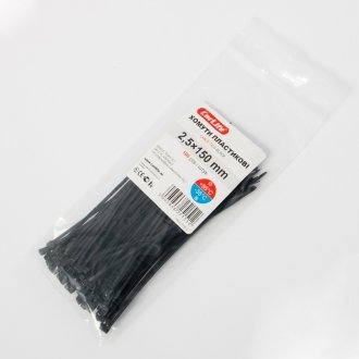 Хомути пластикові чорні 2,5x150 (100шт)).) CarLife BL2.5x150 (фото 1)