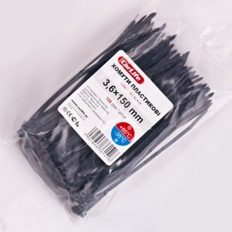 Хомуты пластиковые черные 3.6x150 (100шт)) - CarLife BL3.6x150 (фото 1)
