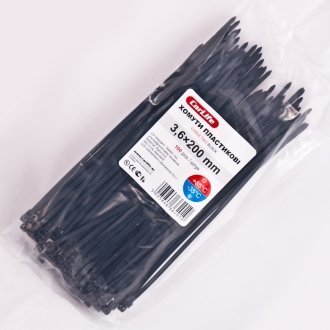 Хомути пластикові чорні 3.6x200 (100шт))) - CarLife BL3.6x200