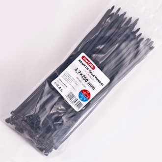 Хомути пластикові чорні 4.8х250 (100шт))) - CarLife BL4.8x250