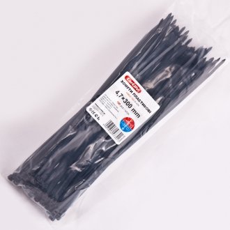 Хомути пластикові чорні 4.8х300 (100шт))) - CarLife BL4.8x300