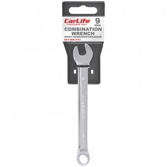 Ключ комбінований CR-V 9 мм, хромово-ванадієва сталь, нікель-хромоване покриття. CarLife WR4009