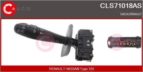 Перемикач підрульовий Dacia Duster/Logan/Sandero 1.2-1.9dCi 04- (L)(повороти/світло/туманки/сигнал) CASCO CLS71018AS