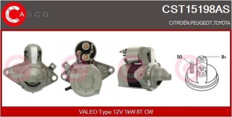 Стартер 12V 1.0KW CASCO CST15198AS